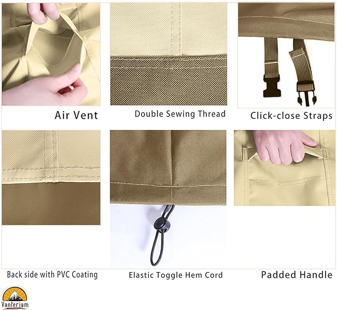 Outdoor High Back Chair Cover, Heavy Duty Waterproof Patio Swivel Chair Covers - Fade Resistant Patio Standard Dining Chair Cover 2 Pack - 26W x 28D x 37.5H inch Beige & Brown