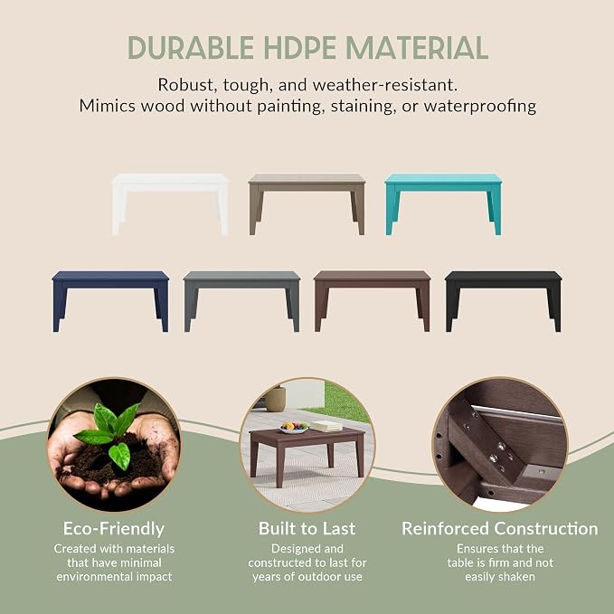 WestinTrends Malibu 3-Piece HDPE Outdoor Patio Furniture Couch and Coffee Table Set, Dark Brown