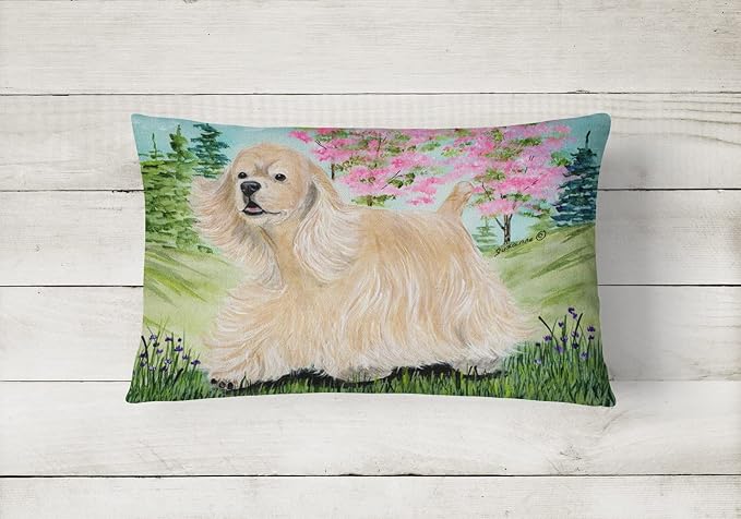 Caroline's Treasures SS8189PW1216 Cocker Spaniel Canvas Fabric Decorative Pillow Machine Washable, Indoor Outdoor Decorative Pillow for Couch, Bed or Patio, 12HX16W