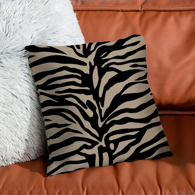 Cushion Cases Tiger Print Black Light Brown Cushion Cover Rustic Animal Tiger Print Pillow Cover Accent Modern Decorative Pillow Covers for Sofa Bed Chair Car 22x22 in
