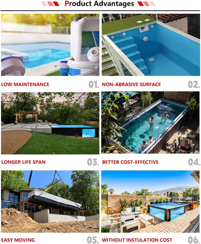 Custom Modern Container Swimming Pool with Heating System | Prefabricated Modular Swimming Pool for Leisure - Backyard Above Ground Pool with Optional View Window, Filter