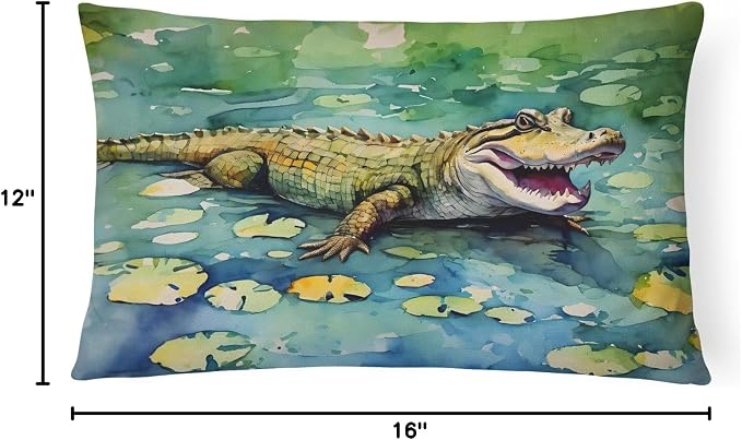 Caroline's Treasures DAC2866PW1216 Alligator Throw Pillow Machine Washable, Indoor Outdoor Decorative Pillow for Couch, Bed or Patio, 12HX16W
