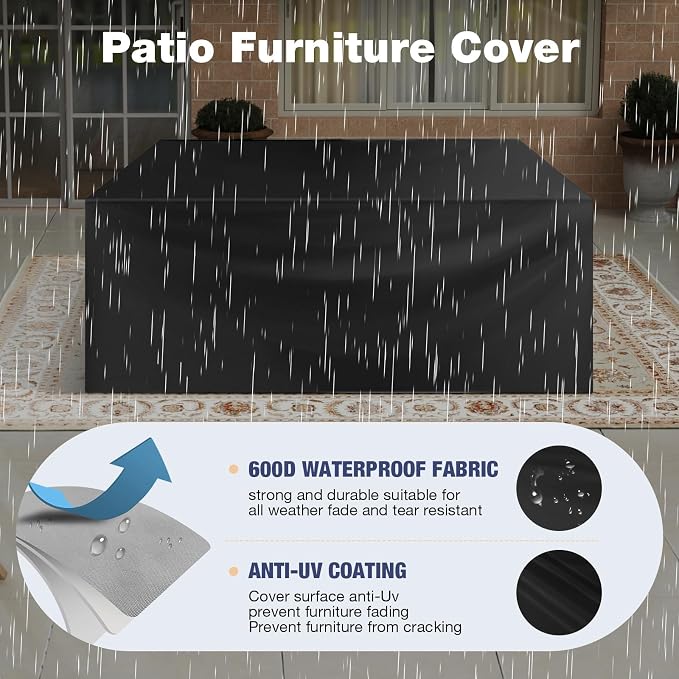 Aoxun Aluminum Patio Furniture Set 7 Seats, Oversized Outdoor Sectional with Washable Thick Cushions, Coffee Table, Patio Conversation Sets for Porch, Balcony, Deck, Dark Gray
