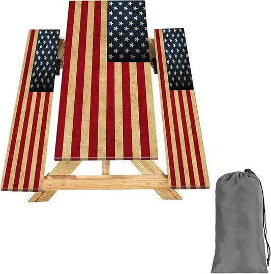 KENOBEE Picnic Table Cover with Bench Covers 8FT 3PCS, 250th Anniversary Rectangle Tablecloth, Waterproof Fade Resistant American Flag Decor for 4th of July for Outdoor Parties, 96", US Flag