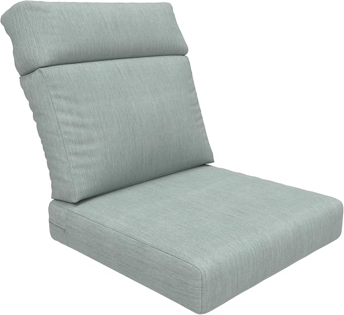 Covers & All Sunbrella Outdoor Cushions, High Back Outdoor Chair Cushions with Supportive Foam Seat and Poly Fill Back, Made with Waterproof, Stain & Fade Resistant Sunbrella Fabric for Patio Chairs