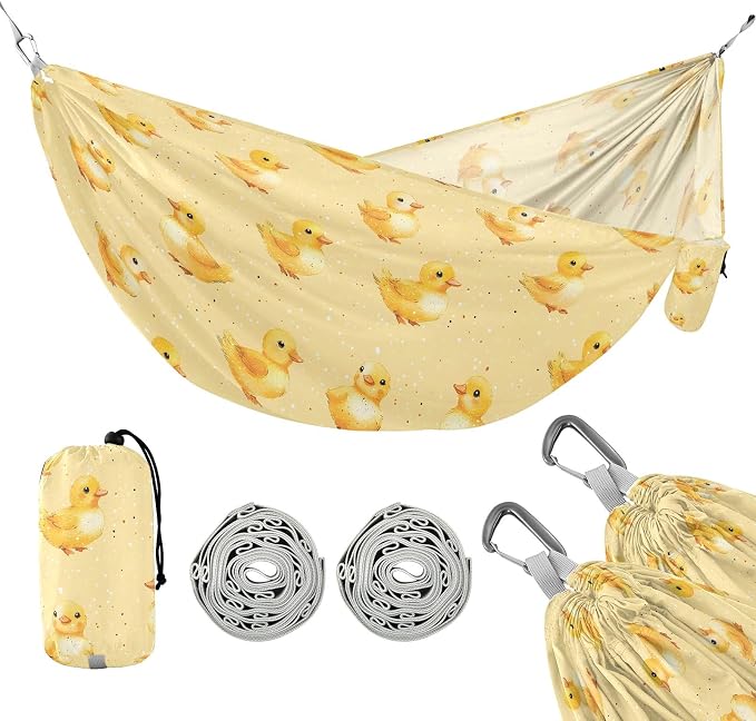 Camping Hammock Outdoor Hammocks for Outside Ducks Beach Trees Portable Lightweight with Pockets Tree Straps Indoor Small