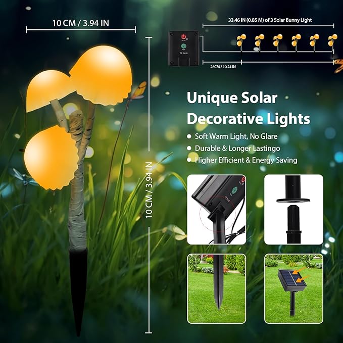 BeHiller Solar Mushrooms Garden Lights Outdoor Waterproof- 6PACKS18LED Brightness Cute Mushroom Decor with Mothers Day Gifts,Longevity Housewarming Gifts for Mom/Yard/Garden/Birthday Party Decor