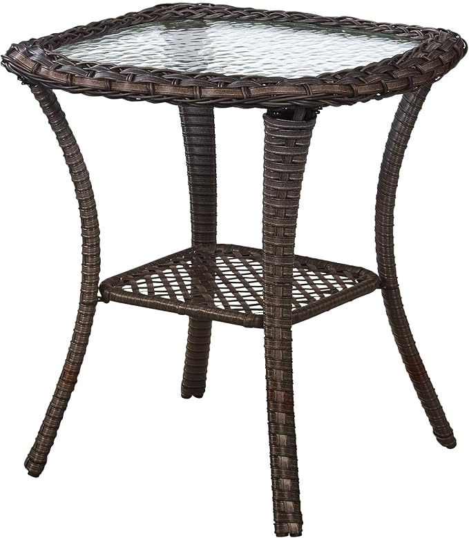 Outdoor Swivel Rocker Patio Chairs Set of 4 with Side Table - 5" Thick Cushion 6 Piece Furniture Set All Weather Comfortable Wicker Conversation Set for Porch Poolside and Deck - Brown/Gray