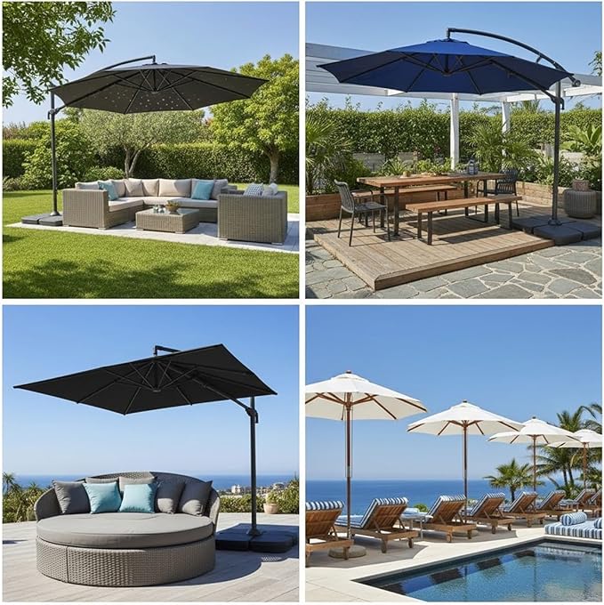Outdoor Umbrella Replacement Canopy, 6 Ribs 8 Ribs Patio Umbrella Replacement Top Cover, 6.6ft 9 ft 10ft 13ft Waterproof Umbrella Top Canopy Fabric Replacement Canvas(Pure White,7.5FT 6-Ribs)
