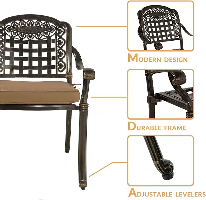 9-Piece Patio Dining Set, Outdoor Patio Table and Chair Set of 84” Oval Cast Aluminum Dining Table with Umbrella Hole and 8 Outdoor Dining Cushion Chairs, Patio Funiture Set for Lawn Garden
