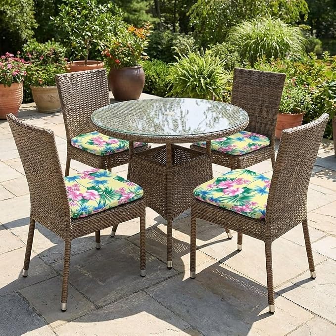 BrylaneHome Bh Outdoor Performance Set of 4 Stacking Chair Pads - Cypress Midnight