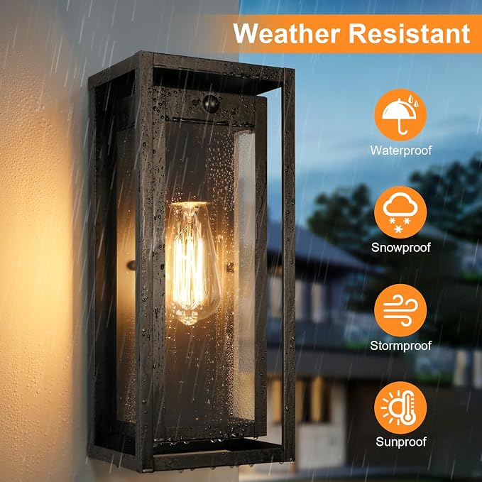 15" Large Outdoor Wall Lights, Dusk to Dawn Motion Sensor Outdoor Lights, Waterproof Anti-Rust Wall Sconces, Exterior Lighting Fixtures for Front Door, Porch, Garage, 1 Pack