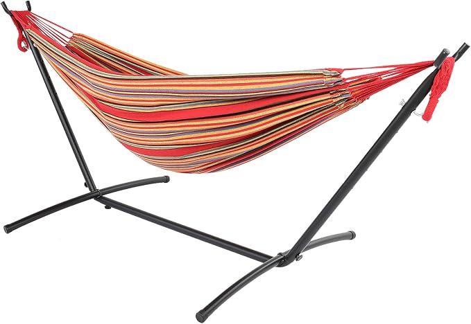 Camping Hammock with Stand, Portable Hammock with Stand, Outdoor Hammock Heavy Duty Hammock Bed 250lbs Capacity Travel Bed with Carrying Case for Backpacking, Travel, Beach, Backyard, Patio, Hiking