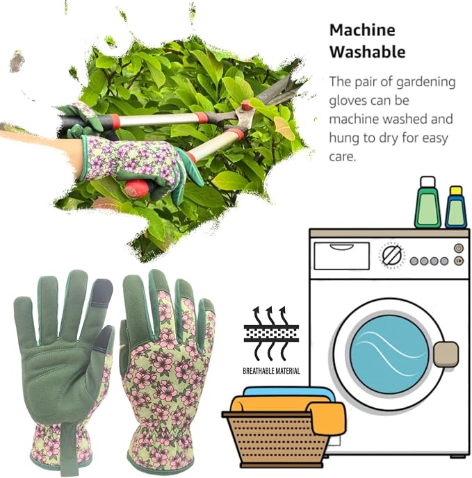 Cute Pattern Gardening Gloves,Thornproof Garden Glove,Gardener Gift | Gardening Gifts for Women,Touchscreen,Tender Thornproof,Cute Pattern,Protection Palm,Machine Washable,Adjustable Cuff