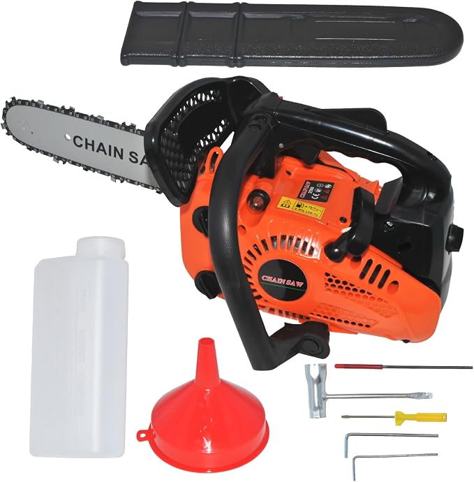 26cc Gas Chainsaw, 2-Cycle Top Handle Petrol Handheld Cordless Chain Saw, 12 Inch Professional Power Chain Saws, Great For Tree Felling, Limbing, Pruning, and Firewood
