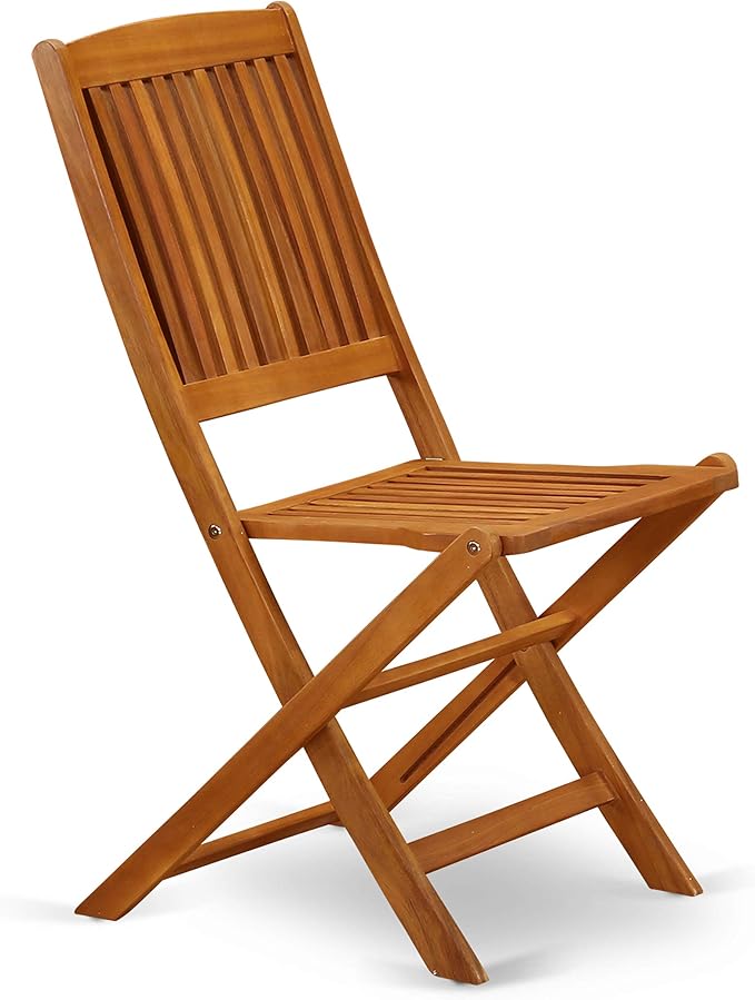 East West Furniture DECM92CANA 9 Piece Patio Garden Table Set Includes a Rectangle Outdoor Acacia Wood Dining Table and 2 Folding Arm Chairs with 6 Side Chairs, 40x72 Inch, Natural Oil