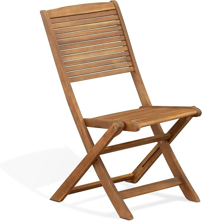 East West Furniture DEFM5CWNA 5 Piece Outdoor Patio Dining Sets Includes a Rectangle Acacia Wood Table and 4 Folding Side Chairs, 40x72 Inch, Natural Oil