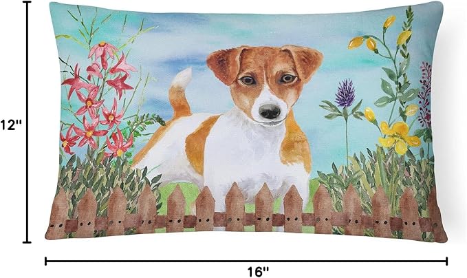 Caroline's Treasures CK1251PW1216 Jack Russell Terrier Spring Canvas Fabric Decorative Pillow Machine Washable, Indoor Outdoor Decorative Pillow for Couch, Bed or Patio, 12HX16W