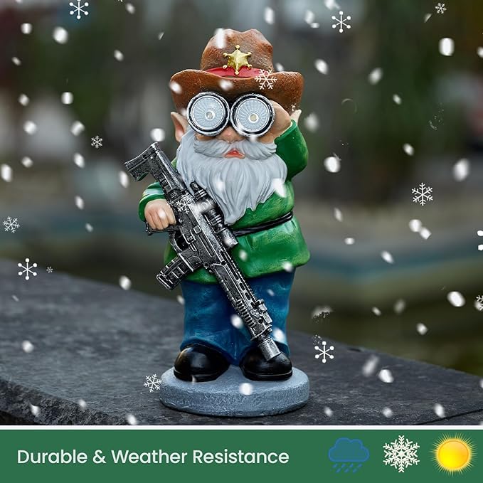 Funny Garden Gnomes Statue Outdoor Decor, Solar Telescope Gnome Decorations for Yard, Lawn, Patio, Porch, Christmas Birthday Housewaming Gifts for Dad, Men, Husband, 10.6 Inch, Resin