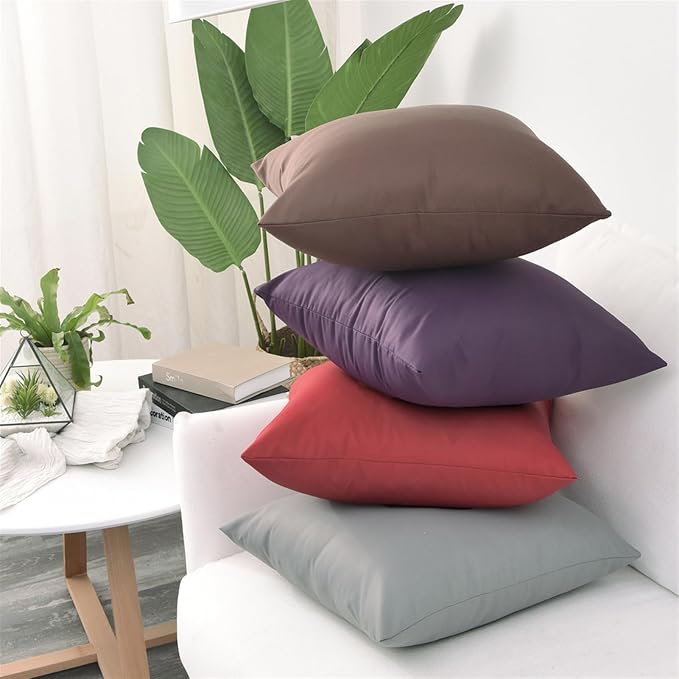 Pack of 2 Outdoor Waterproof Pillow Covers Decorative Throw Pillow Covers Furniture Cushion Cases Spring for Chair Patio Garden Couch Tent Balcony Sofa, Black, 16"x16"