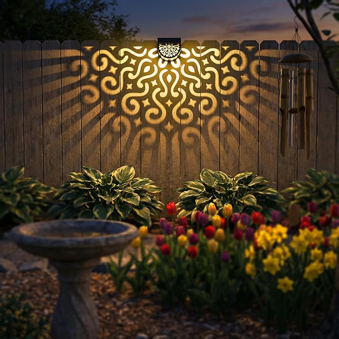 Hapjoy Solar Fence Lights Outdoor 4 Pack Solar Step Lights LED Powered Wall Lights Decorations Warm Yellow Light Waterproof Decorative Lighting for Garden, Front Door, Backyard (Black 3)