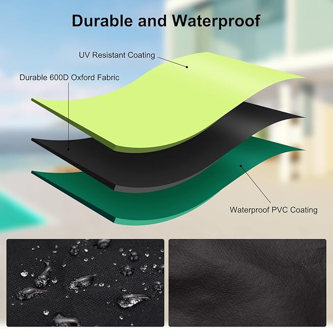 Patio Furniture Covers, 600D Outdoor Furniture Covers Waterproof, Patio Covers for Outdoor Furniture, Table and Chair Set Covers for Rainy, Snowy and Sunny, 126 x 63 x 28 Inch