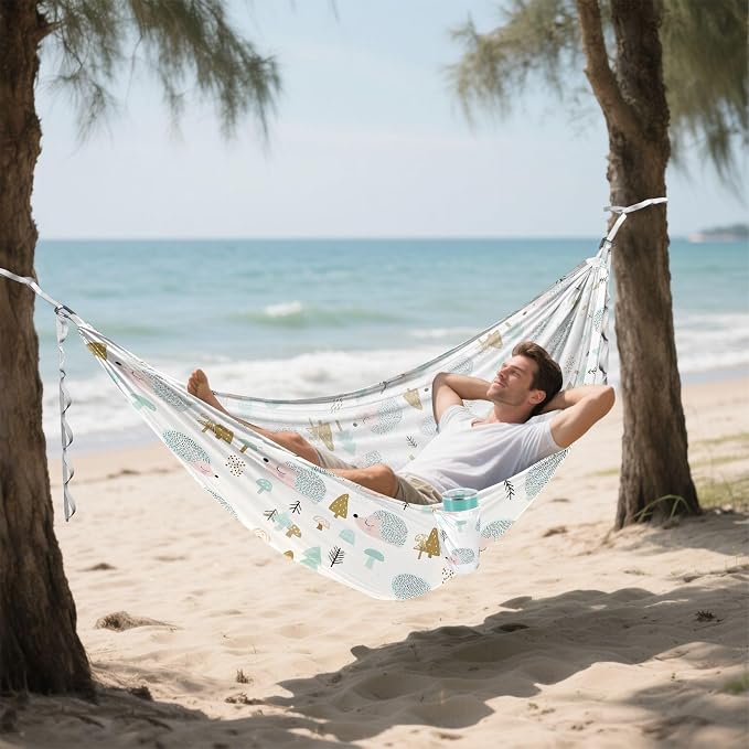 Camping Hammock Outdoor Hammocks for Outside Cute Hedgehog Beach Trees Portable Lightweight with Pockets Tree Straps Indoor
