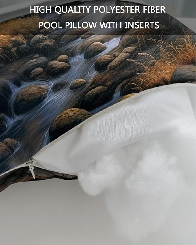 Outdoor Pillows Covers with Inserts Deer Standing by a Stream Deep in The Forest Waterproof Recliner Pillow with Adjustable Strap Throw Pillows for Patio Furniture Pool Lounge Chair, 11x16 inch, 1PCS