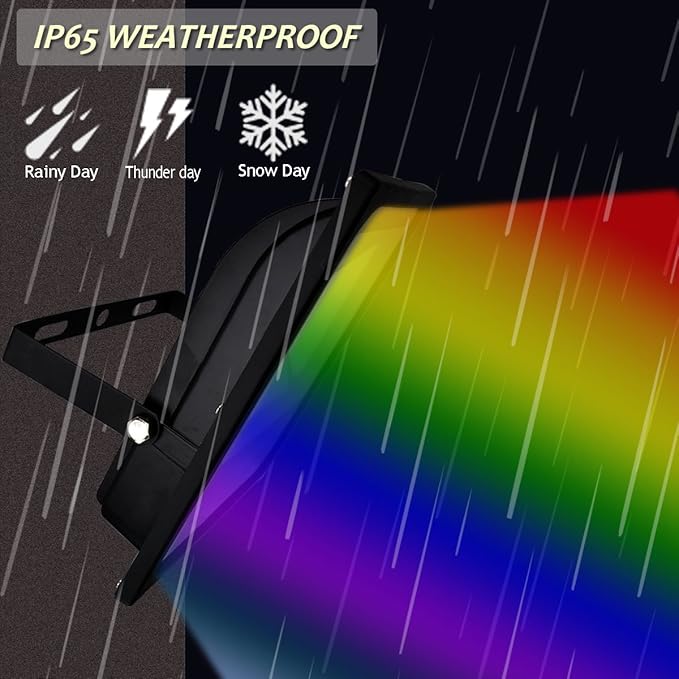 LED RGB Flood Light Stage Lighting, 30W Outdoor Color Changing Lights with Remote Control, IP65 Waterproof Dimmable Wall Washer Light, Flood Lamp 16 Colors 4 Modes with US 3-Plug
