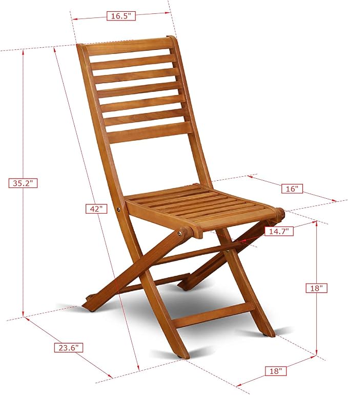 East West Furniture DEBS92CANA 9 Piece Outdoor Patio Dining Sets Includes a Rectangle Acacia Wood Table and 2 Folding Arm Chairs with 6 Side Chairs, 40x72 Inch, Natural Oil