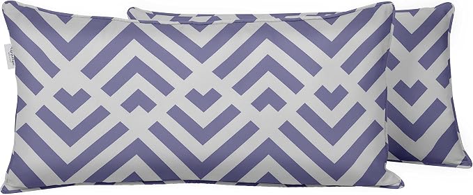 Indoor/Outdoor Polyester Fabric Lumbar Pillow Cover, All-Weather Waterproof Rectangular Cushion Case for Patio Furniture, 12 x 24 Set of 2 - Abstracts-72