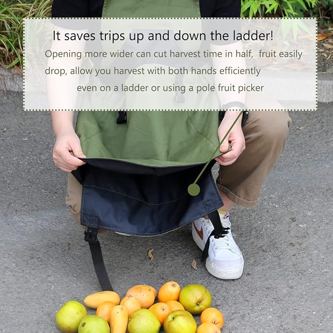 FCOUIID Harvest Apple Picking Bag - Waterproof 600D Fruit Storage Apron Pouch for Outdoor Orchard, Farm, Garden, Heavy Duty