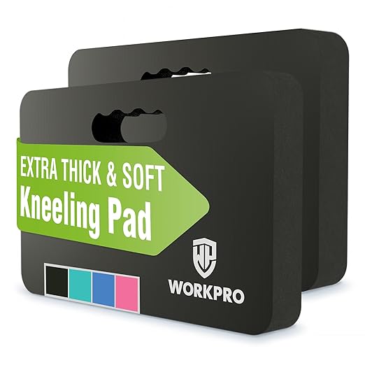 WORKPRO Extra Thick Kneeling Pad, 2 Pack, 17.5 x 11 x 1.5 in, Black | Soft NBR Foam Cushioning for Knee, Large Foam Kneeler Mat, For Gardening, Bathing Baby, Exercise, Workout Supplies