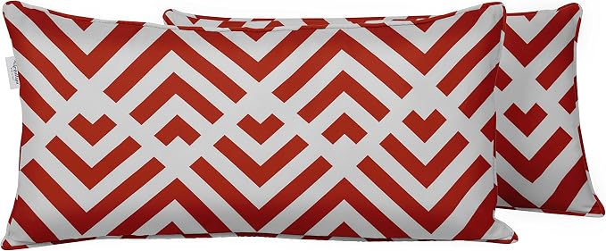 Indoor/Outdoor Polyester Fabric Lumbar Pillow Cover, All-Weather Waterproof Rectangular Cushion Case for Patio Furniture, 12 x 20 Set of 2 - Abstracts-71