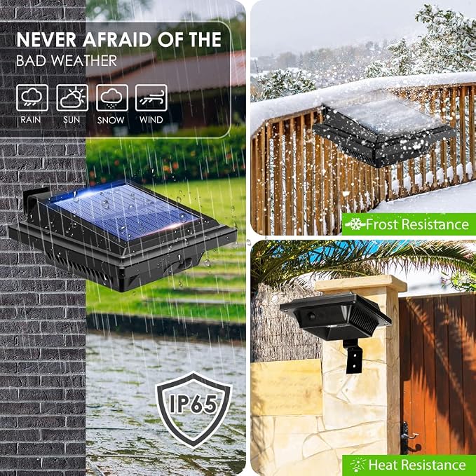 Gutter Solar Patio Decor Lights, 40 LED Deck Outdoor Waterproof Fence for Wall Backyard Porch, Pool, Step Stairs, Yard, Garden, Pathway (2Pack-Black, Warm White)