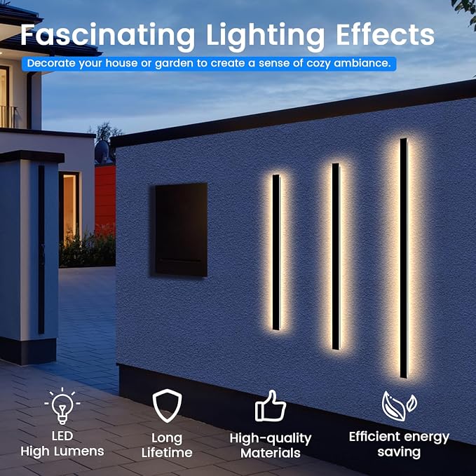 Light Fixture Wall Outdoor - 79inch Black Exterior Sconces, Outside Garage Exterior Lights, Modern Outdoor Wall Mount Lighting for House, Porch, Patio, Front Door, Corridor