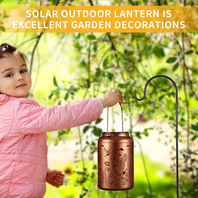 Solar Lanterns Outdoor Waterproof Garden Decor Birthday Gifts for Women | Metal Hanging Solar Lights Birthday Gifts for Grandma Mom Solar Decoration Outside for Yard, Patio, Porchh(Wild Goose)