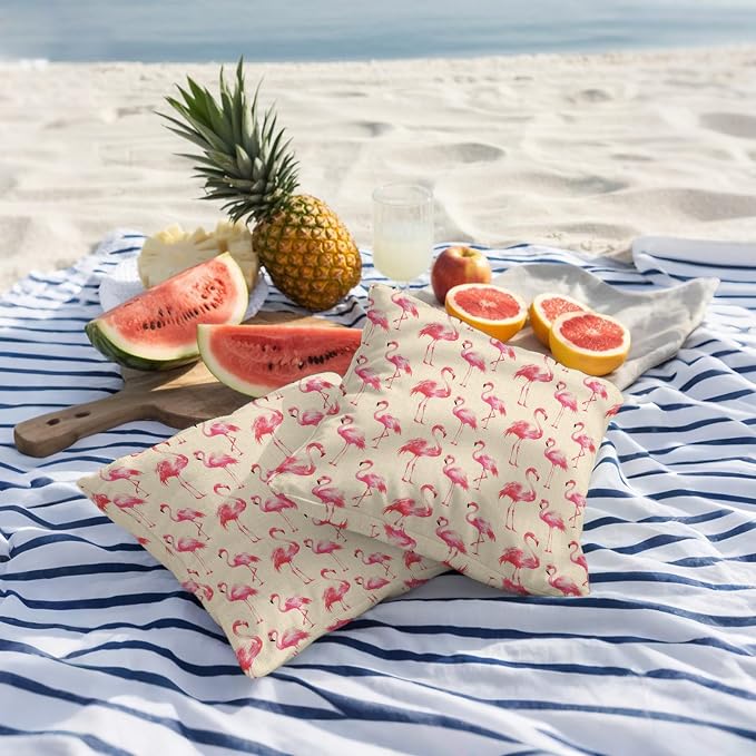 Pink Flamingo Outdoor Pillow Covers 26x26 Inch Throw Pillow Covers Set of 2 Waterproof Decorative Pillow Cases Summer Animals Rustic Cushion Covers for Patio Furniture Garden Couch Sofa