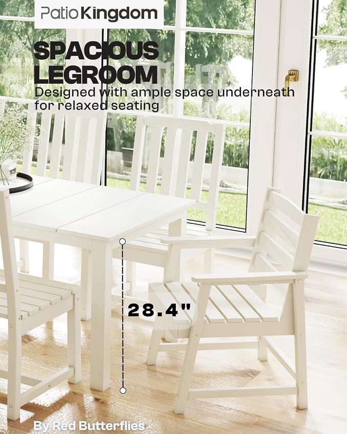 9-Piece HDPE Patio Dining Set for 8, 75.2" Table,White | HDPE material, umbrella hole design, weather-resistant patio furniture, perfect for yard, lawn, garden, balcony, deck