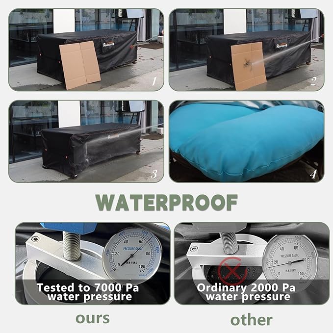 Patio Furniture Set Covers Waterproof, Outdoor Sectional Sofa Couch Set Covers Waterproof, Garden Dining Table Chair Set Cover Outside Rectangular Heavy Duty Weatherproof 85" L x 55" W x 28" H Black