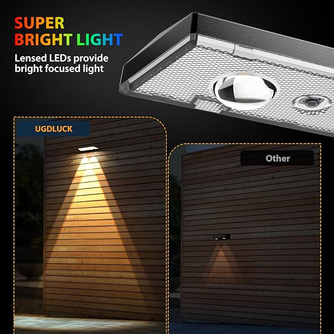 Solar Fence Lights ,RGB & Warm White & 6 Colors Bright Lens LED Dusk to Dawn Deck Light, Fence Solar Lights Outdoor Waterproof, Solar Outdoor Lights for Backyard/Railing/Wall/Step/Patio/Pool (12Pack)