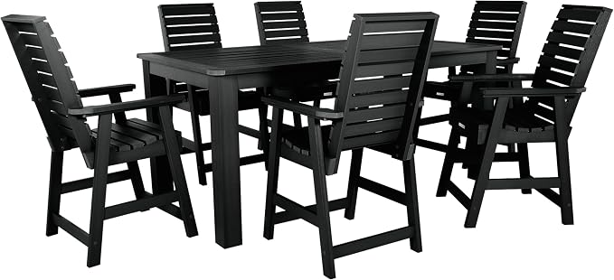 Highwood AD-ST7WL2CO5BA-BKE Weatherly 7pc Rectangular Counter Height Dining Set 84" x 42", Black