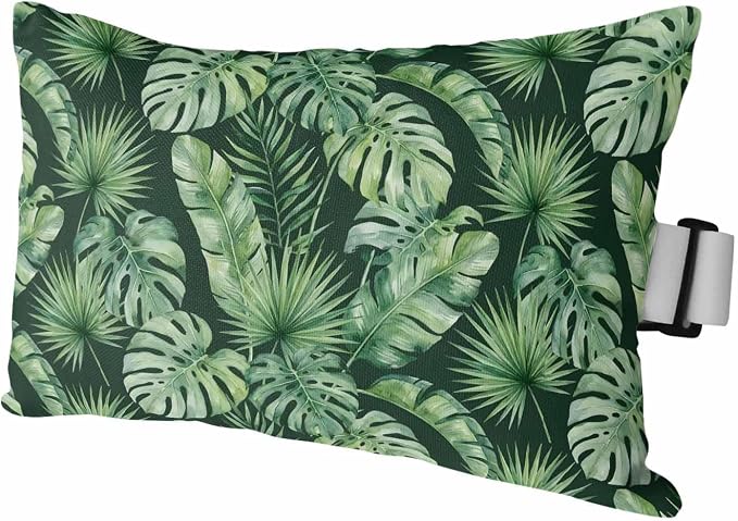 Tropical Botanical Outdoor Chaise Lounge Chair Head Pillow,Green Monstera Leaves Summer Waterproof Headrest Lumbar Throw Pillows Cover Case with Insert and Elastic Band for Pool Patio,11"x16" 1Pack