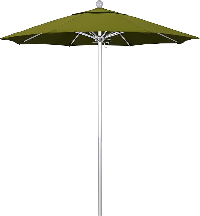 California Umbrella 7.5' Rd. Venture Series Contract Grade Patio Umbrella, Push Open Pin Stop, Silver Finish, Solution Dyed Ginko
