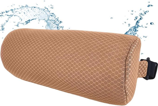 1 Pack Headrest Pillow for Patio Chaise Lounge,Recliner,Beach Chair,Brown | Resilient 3D mesh pillow with removable washable cover, adjustable elastic strap, ergonomic support, lightweight portable