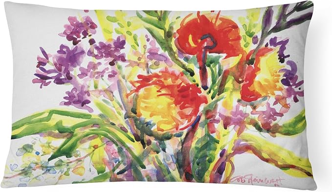Caroline's Treasures 6042PW1216 Flower Canvas Fabric Decorative Pillow Machine Washable, Indoor Outdoor Decorative Pillow for Couch, Bed or Patio, 12HX16W