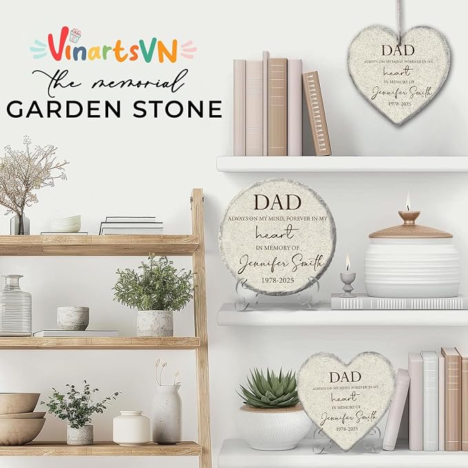 Personalized Dad Memorial Garden Stone, Custom Sympathy Stone for Loss of Father Mom Grandparents, Bereavement Gifts for Loss of Loved One Memorial Plaque, Family Keepsake for Garden Outdoor Décor