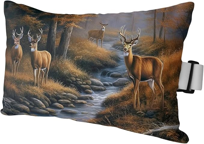 Outdoor Pillows Covers with Inserts Deers Stream Grass in Forest Pattern Waterproof Recliner Pillow with Adjustable Strap Throw Pillows for Patio Furniture Pool Lounge Chair, 11x16 inch, 1PCS
