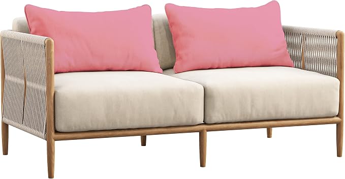 Indoor/Outdoor Polyester Fabric Lumbar Pillow Cover, All-Weather Waterproof Rectangular Cushion Case for Patio Furniture, 12 x 18 Set of 2 -Rose Pink
