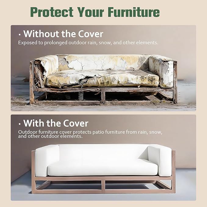 Patio Furniture Sofa Cover, Waterproof 3-Seater Heavy Duty Outdoor Bench Covers, 76" W x 32.5" D x 33" H, Four-Season Protective Outside Couch Covers Black & Green